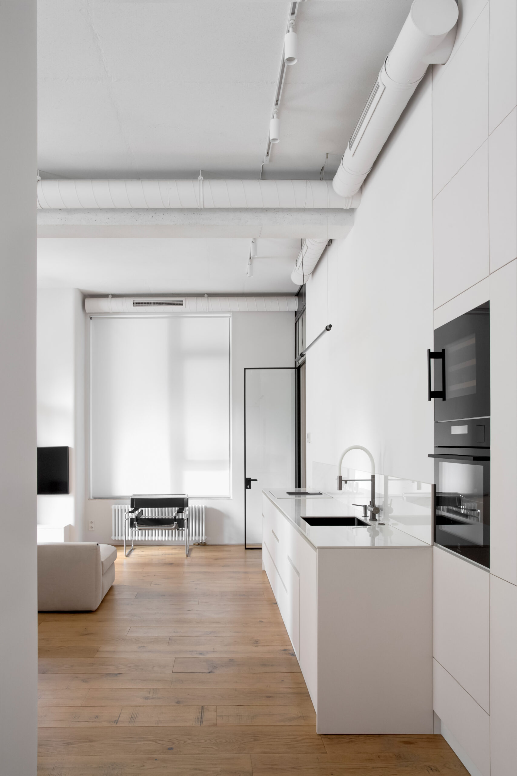 Curated visual reference: Designer High Ceiling Apartment Building Reference: White Apartment With High Ceilings By Designer Darina Shpuryk