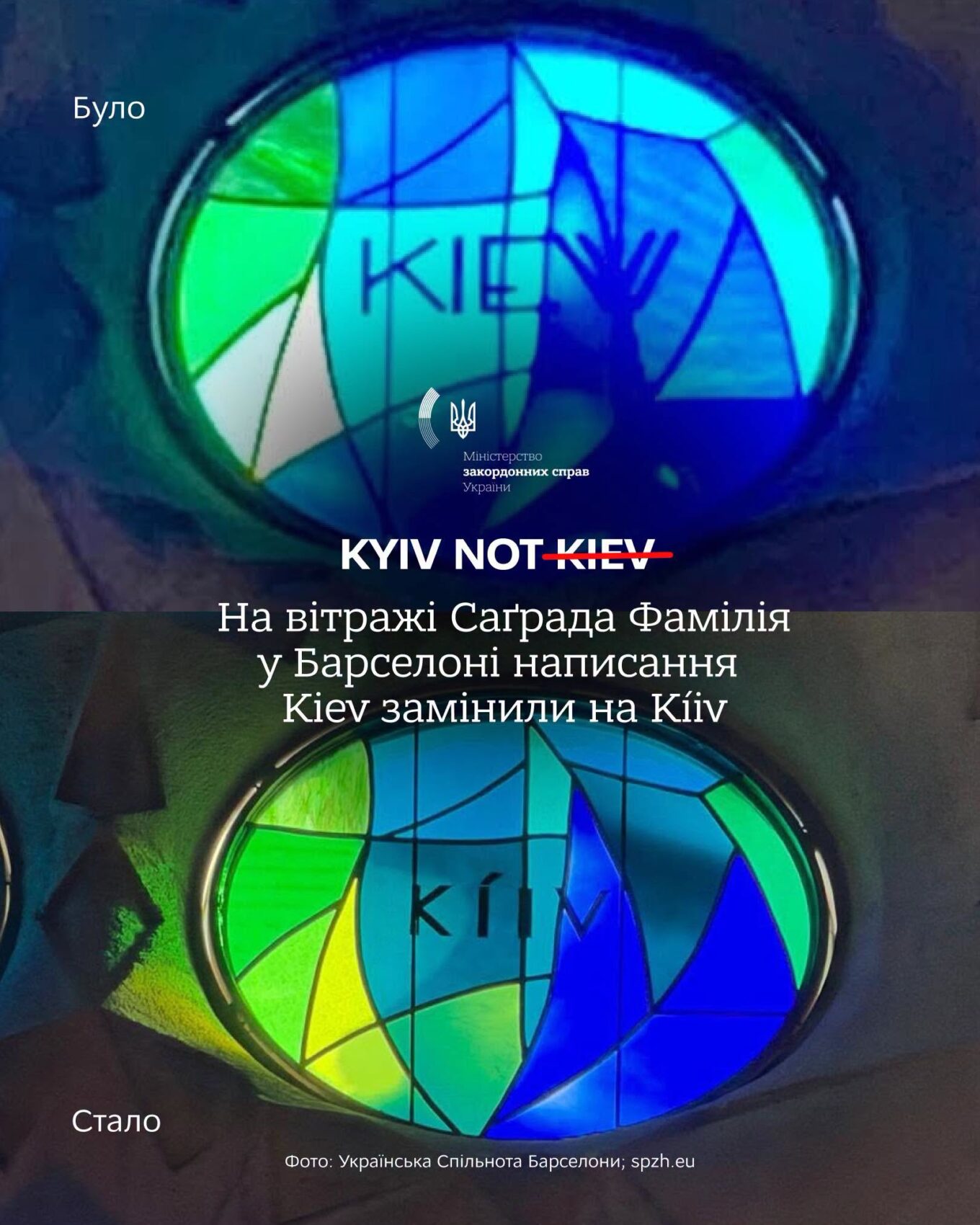 У Саґрада Фамілія виправили російську транслітерацію Києва на українську